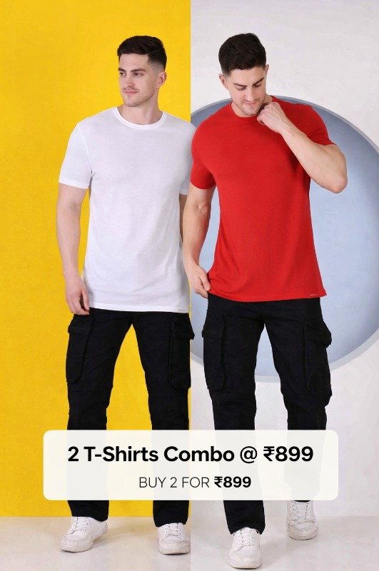 Nature Plus Men's Bamboo T-Shirt Combo – Earth Red & White (Pack of 2)