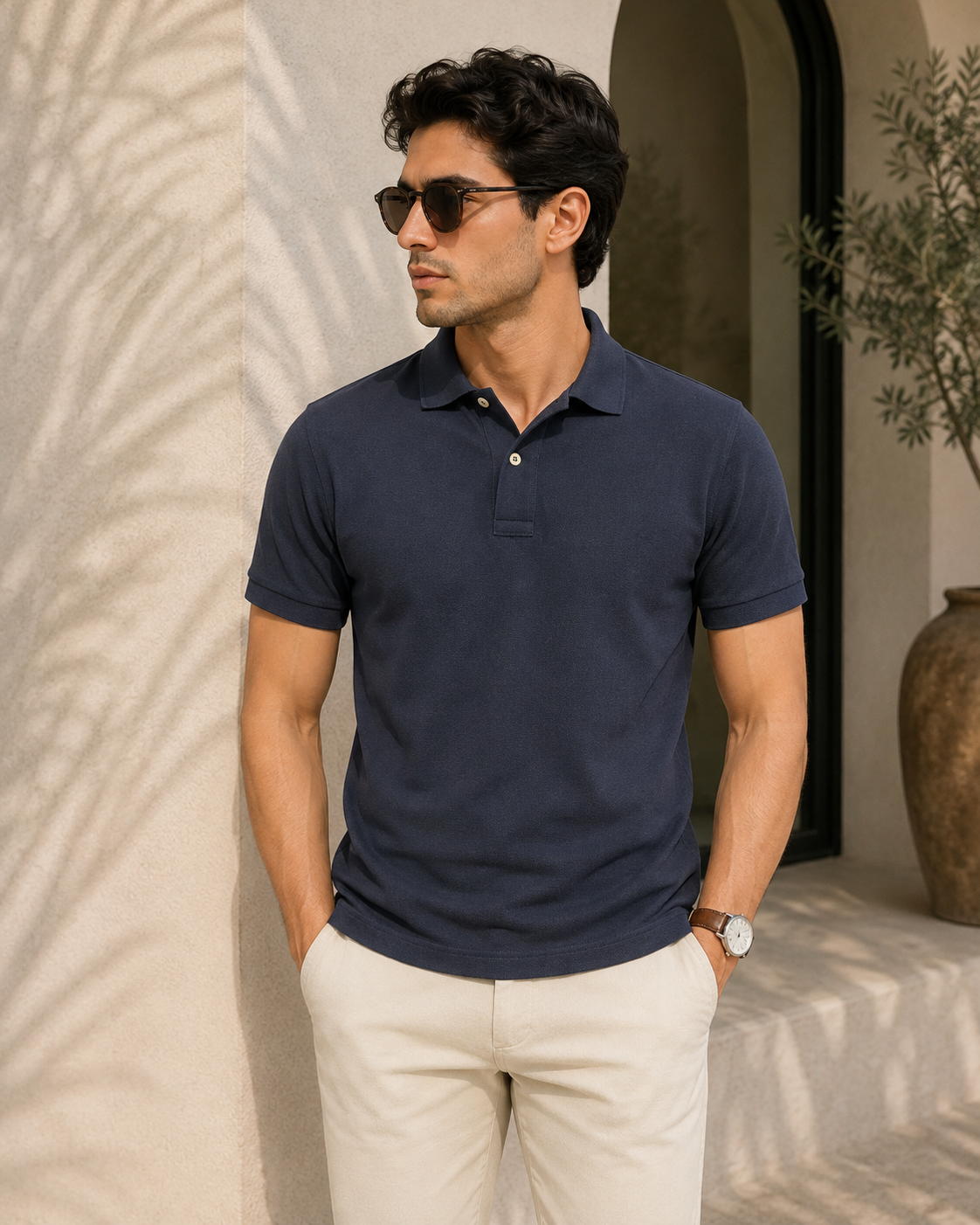 Nature Plus Men's Navy Blue Polo Shirt That Stays Cool All Day