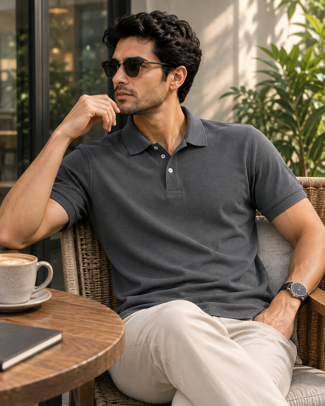 Nature Plus Men's Charcoal Grey Polo Shirt That Stays Cool All Day